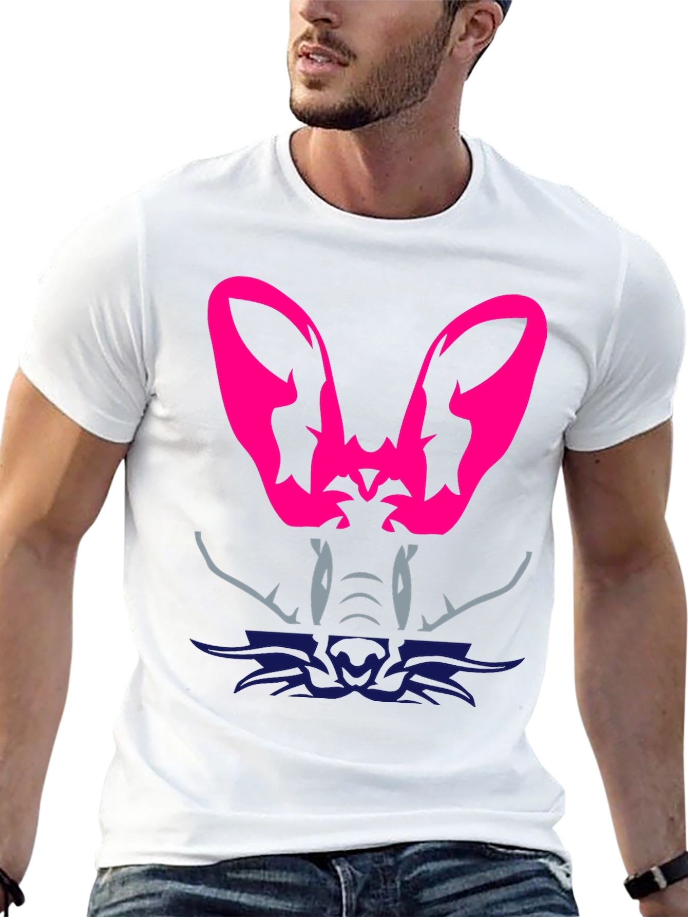 Abstract Animal Graphic Tee - Black