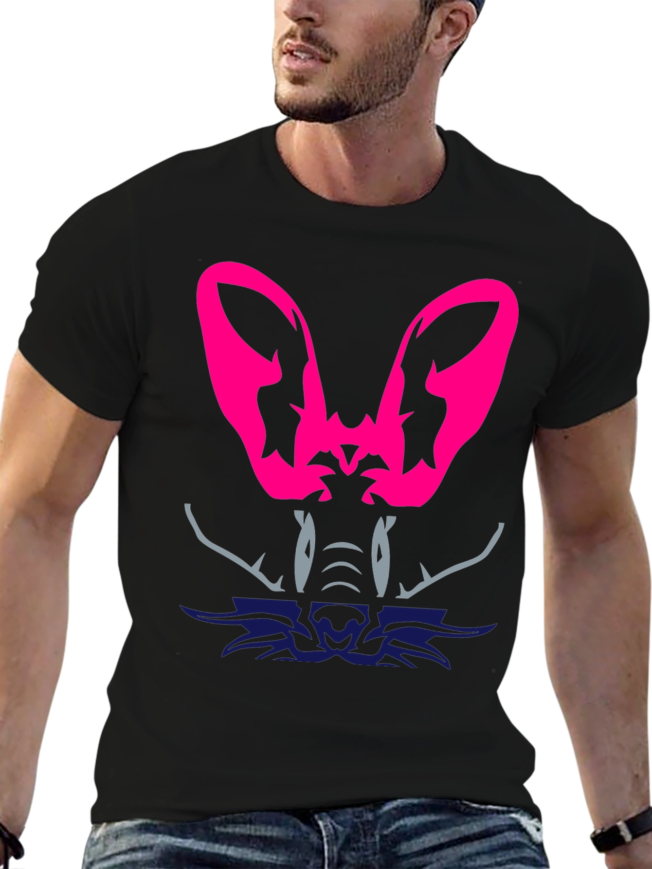 Abstract Animal Graphic Tee - Black