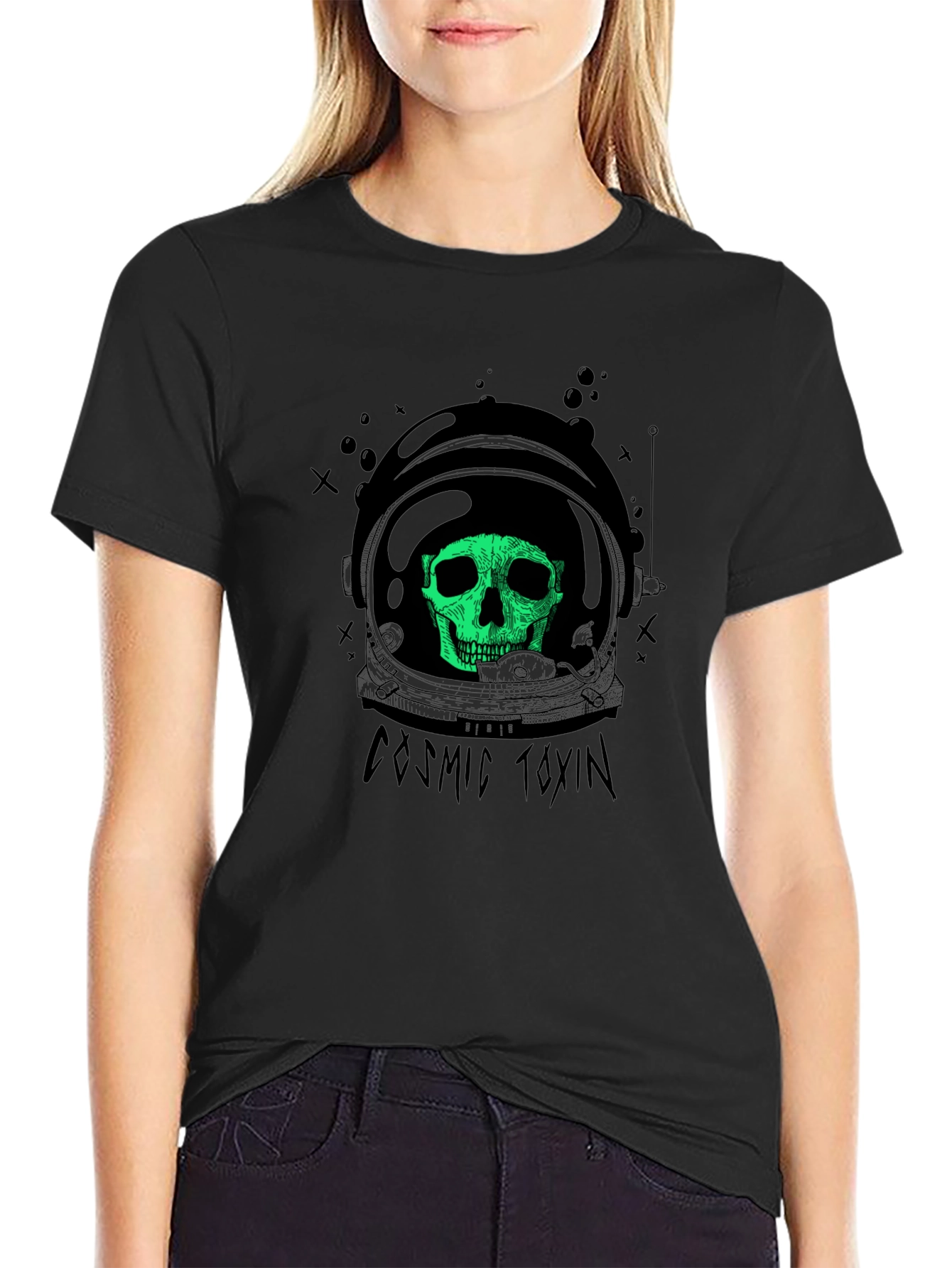 Cosmic Toxin Skull Graphic Black T-Shirt