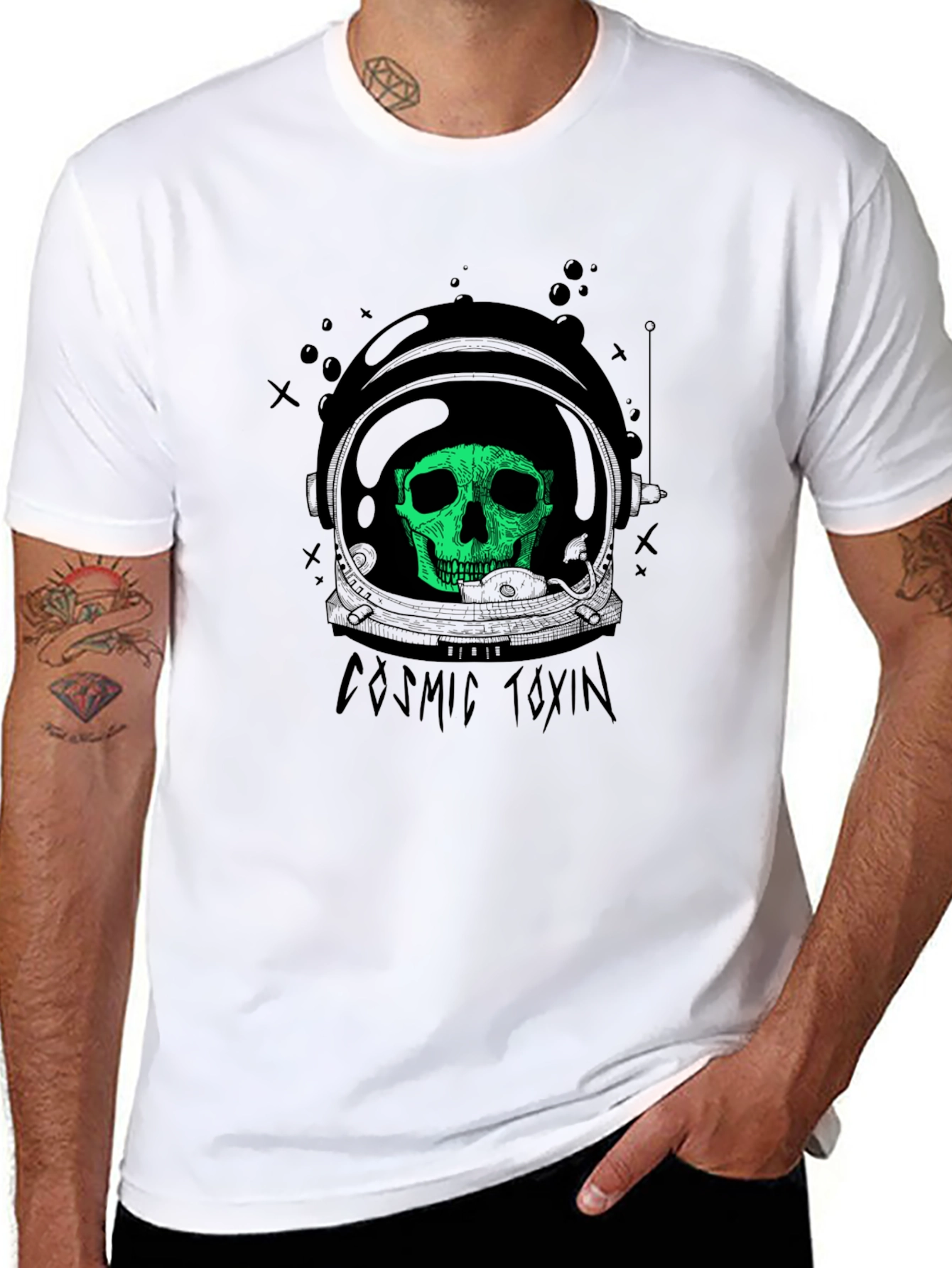Cosmic Toxin Skull Graphic Black T-Shirt
