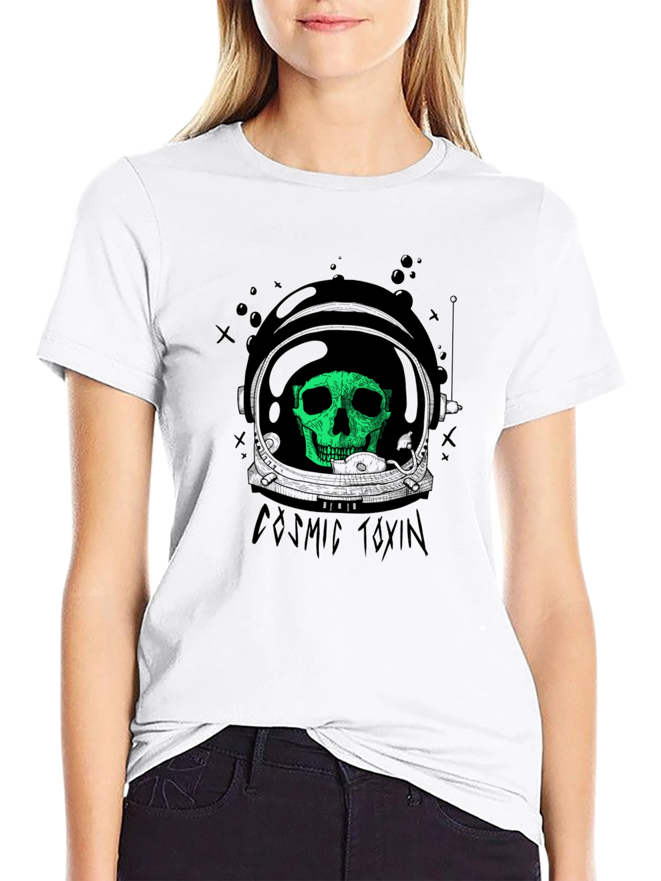 Cosmic Toxin Skull Graphic Black T-Shirt