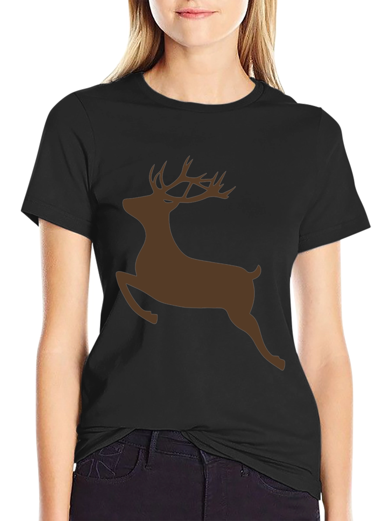 Reindeer Silhouette Black T-Shirt