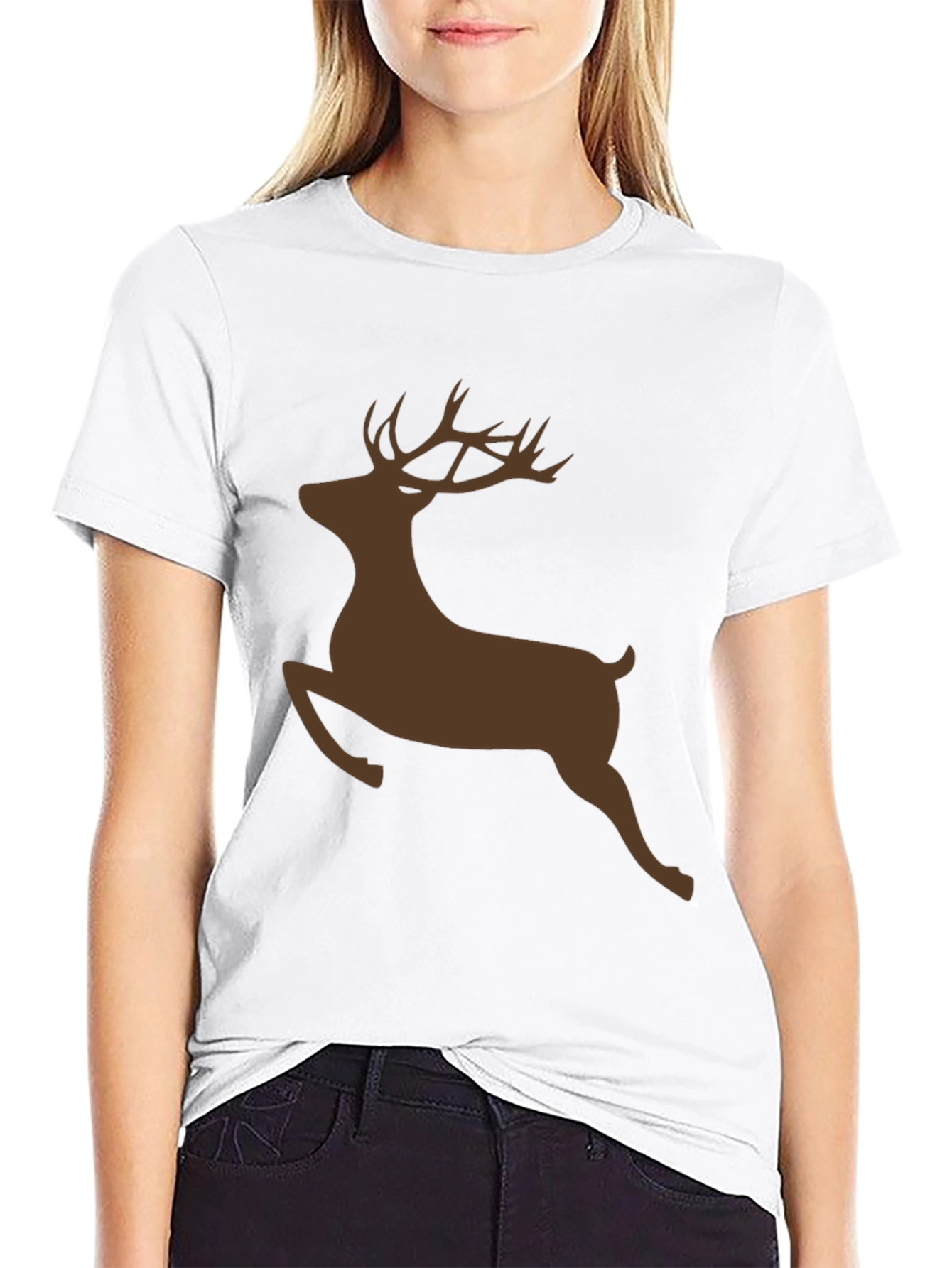 Reindeer Silhouette Black T-Shirt