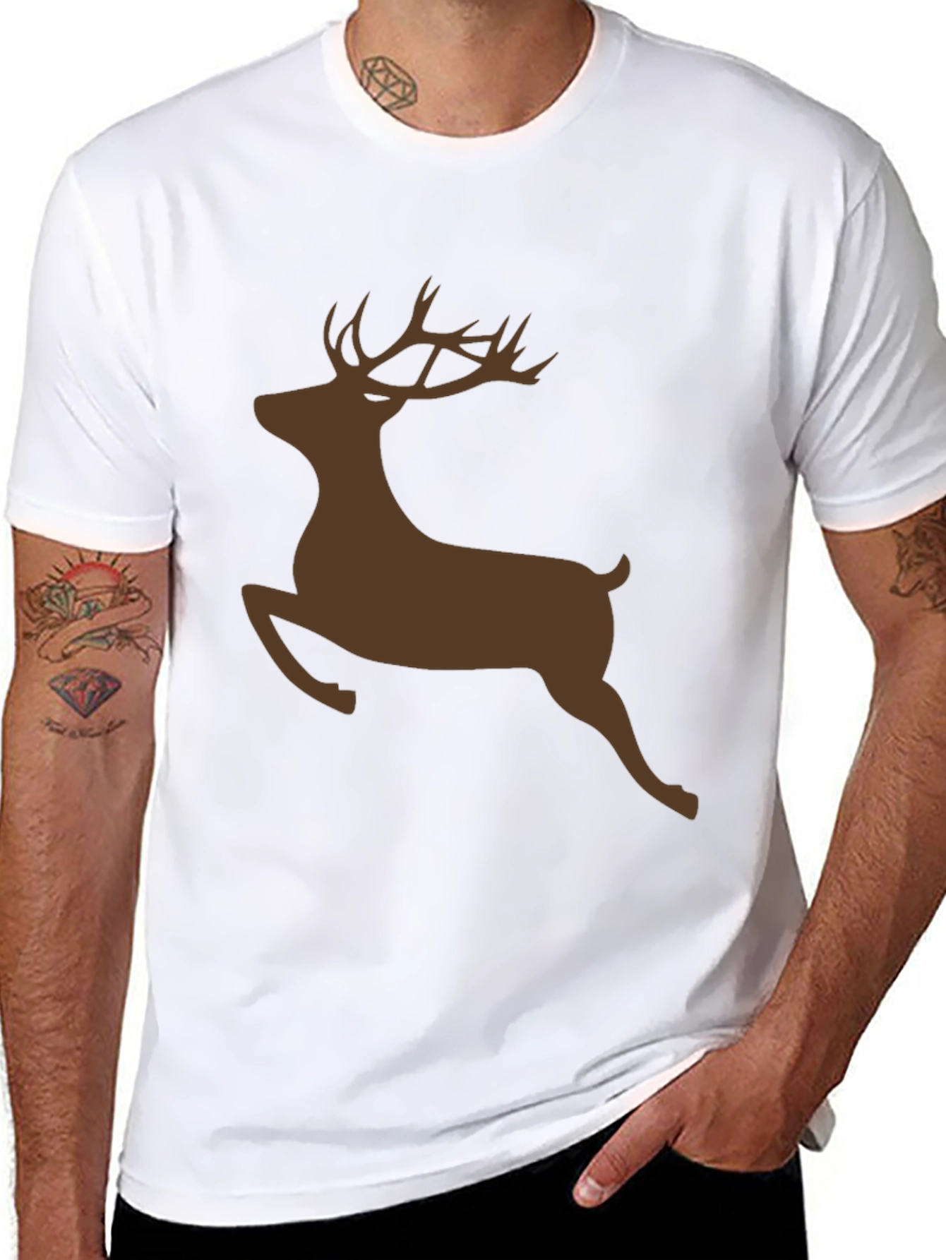 Reindeer Silhouette Black T-Shirt
