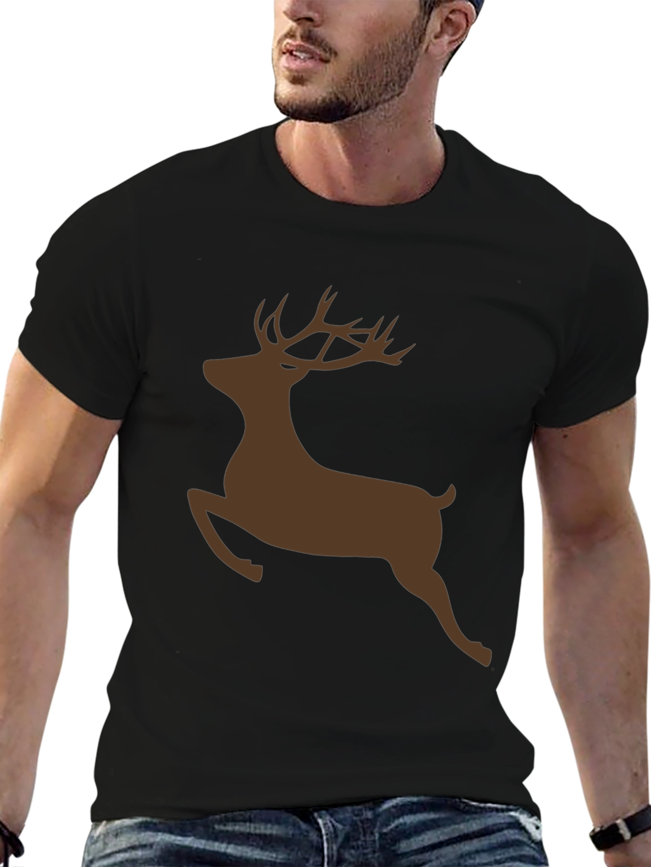 Reindeer Silhouette Black T-Shirt