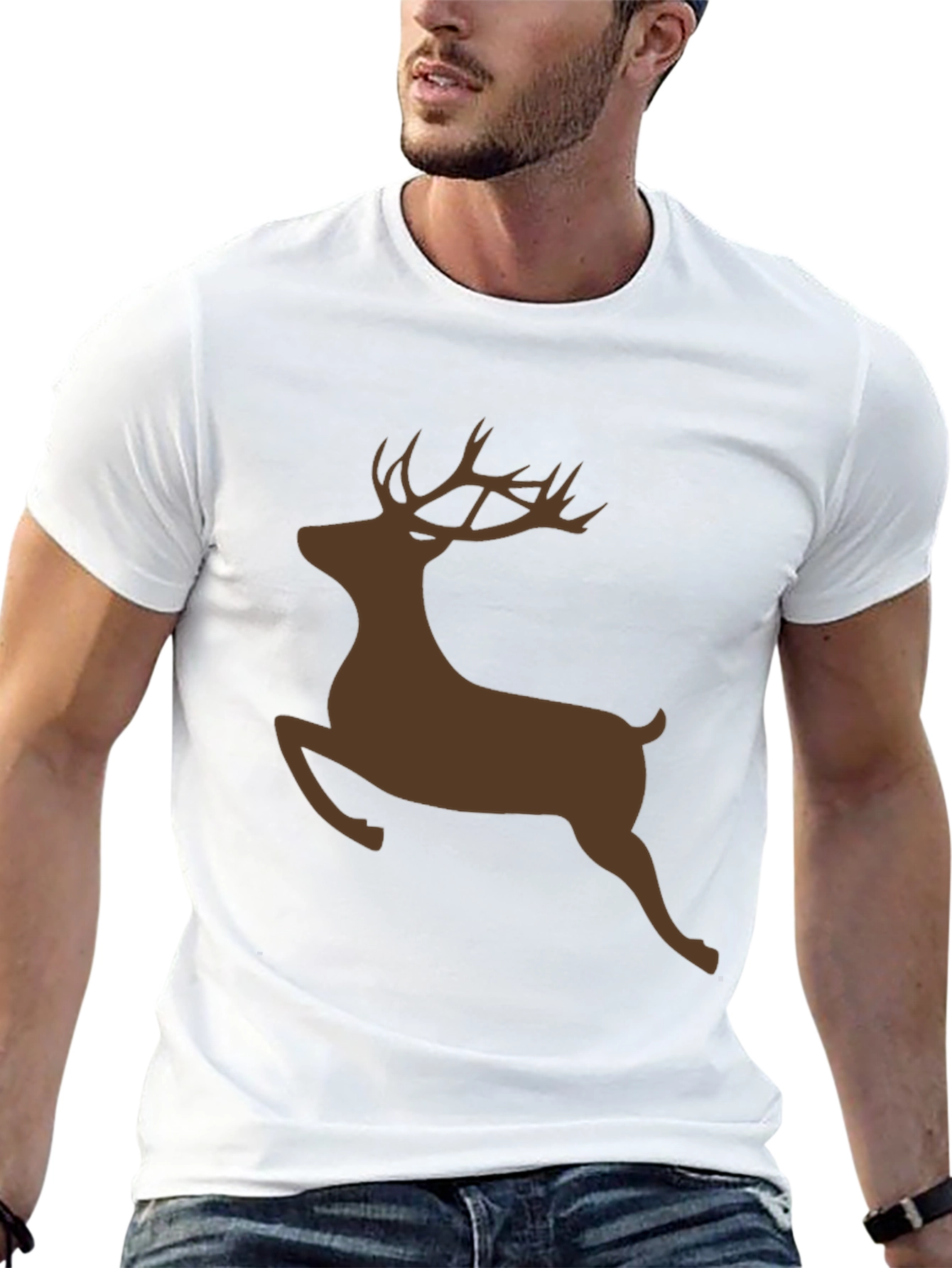 Reindeer Silhouette Black T-Shirt