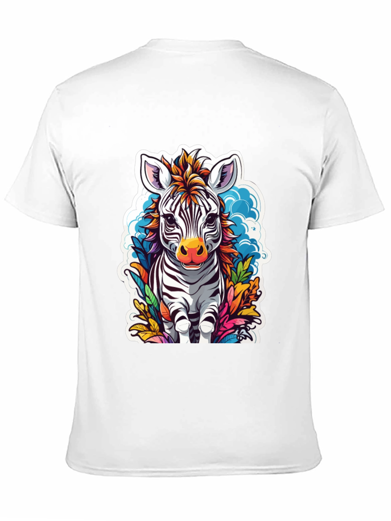 Zebra Cartoon Graphic Print Black T-Shirt
