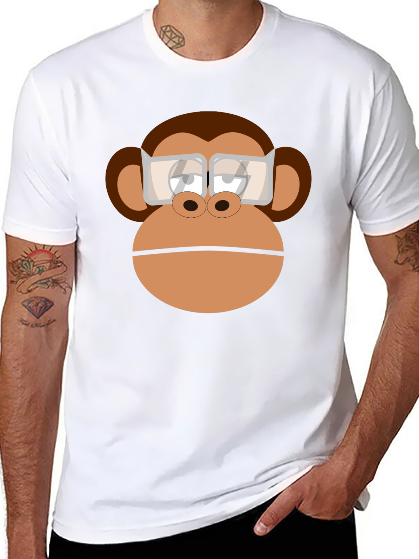 Cool Monkey with Glasses Graphic T-Shirt
