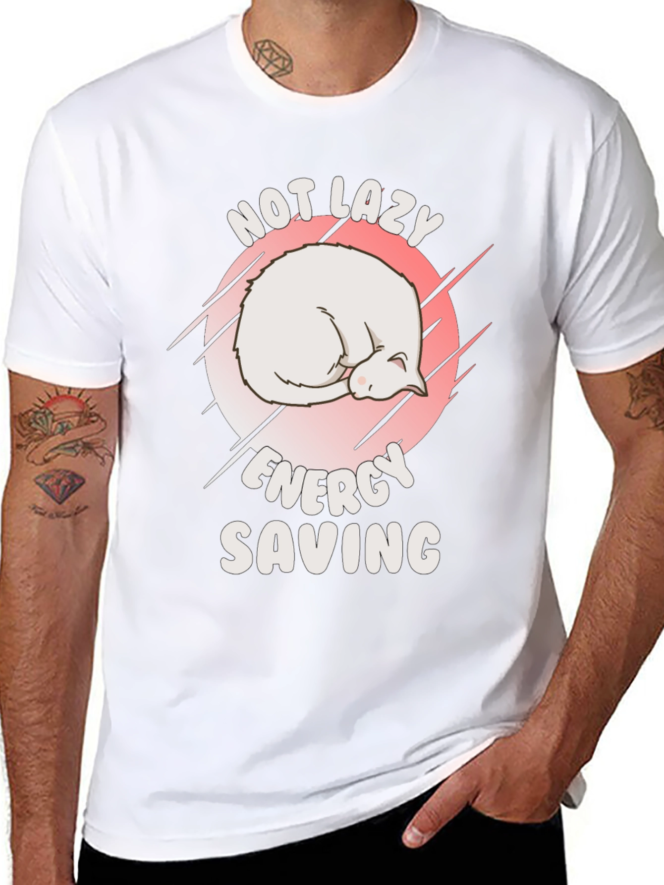 Not Lazy Energy Saving Cat T-Shirt