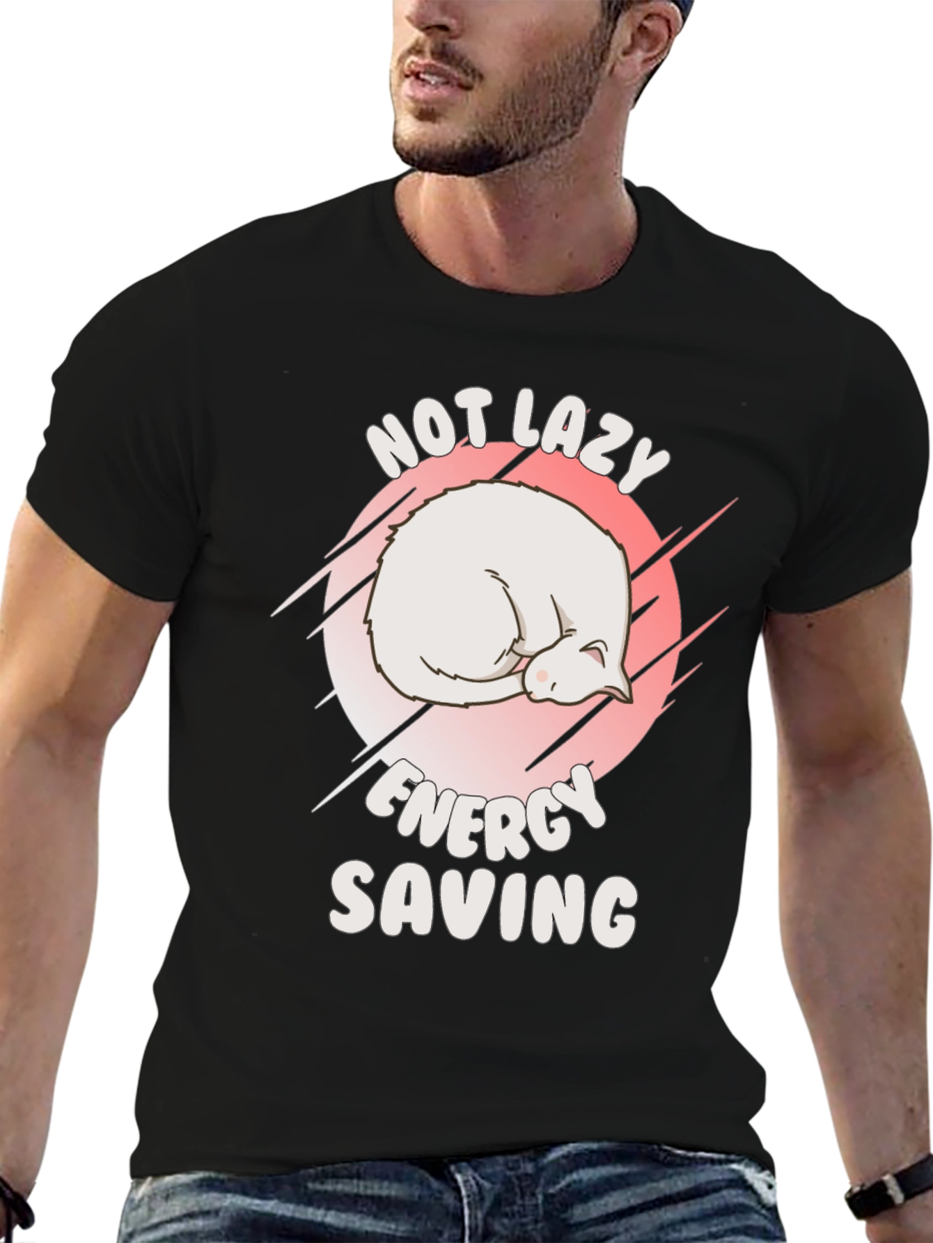 Not Lazy Energy Saving Cat T-Shirt