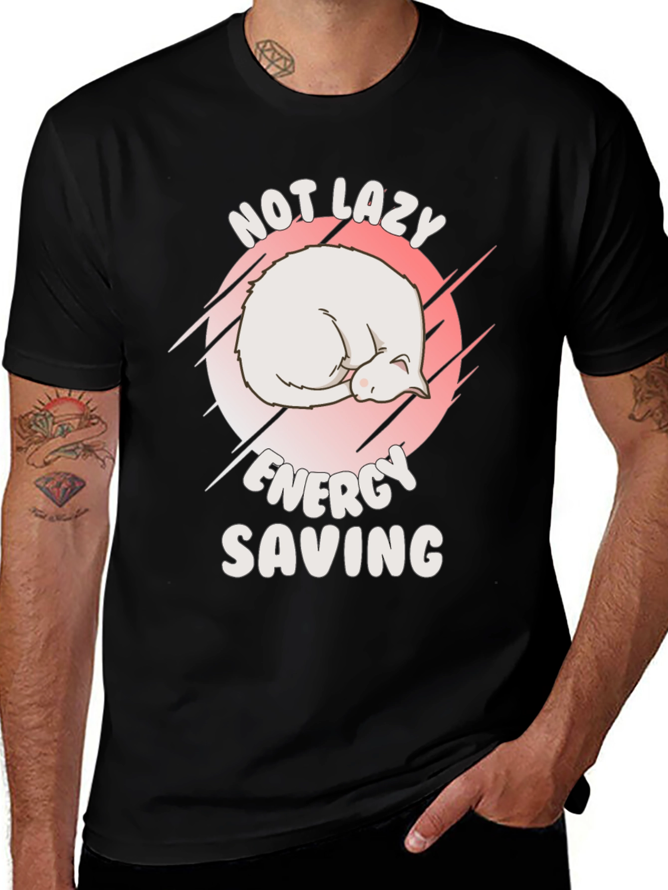 Not Lazy Energy Saving Cat T-Shirt