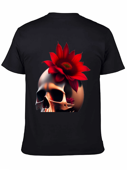 Skull & Red Flower Graphic T-Shirt
