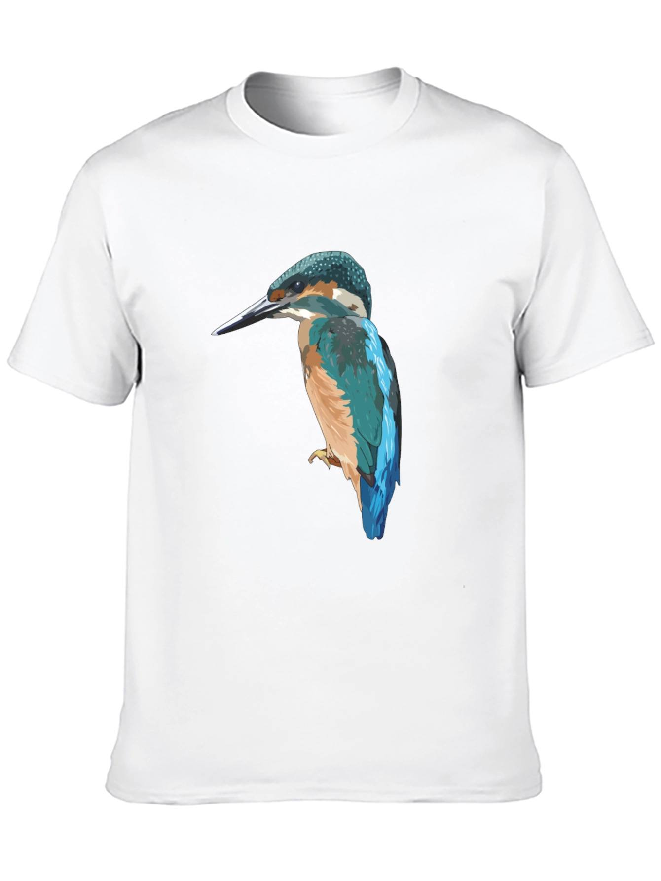 Kingfisher Bird Graphic Tee - Black Cotton T-Shirt