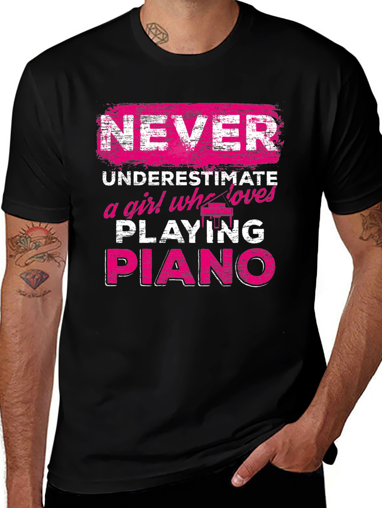 Never Underestimate Piano Girl T-Shirt