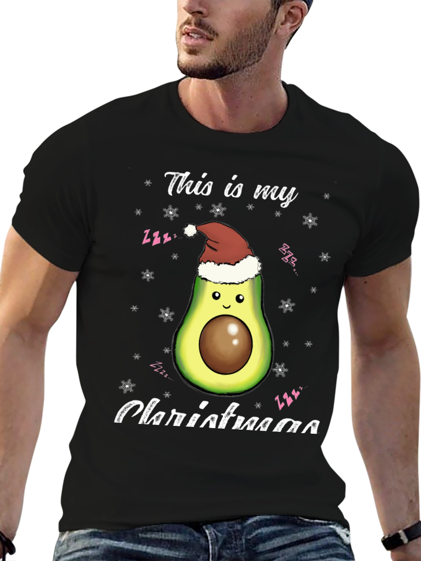 Avocado Christmas T-Shirt - Holiday Sleepy Design