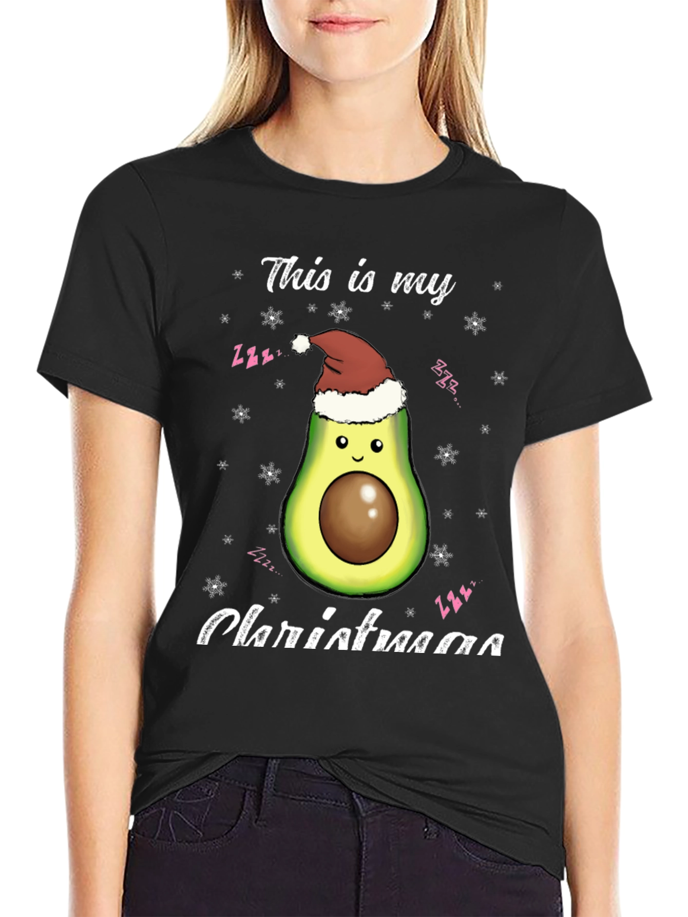 Avocado Christmas T-Shirt - Holiday Sleepy Design