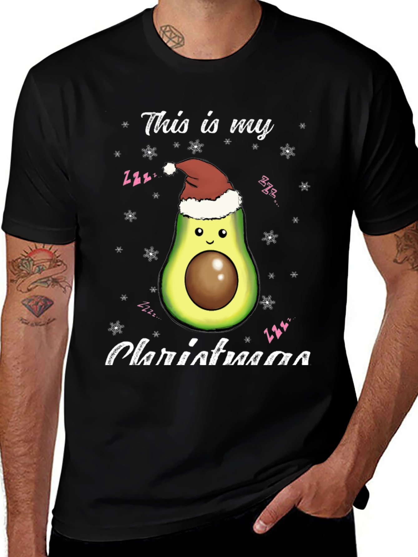 Avocado Christmas T-Shirt - Holiday Sleepy Design