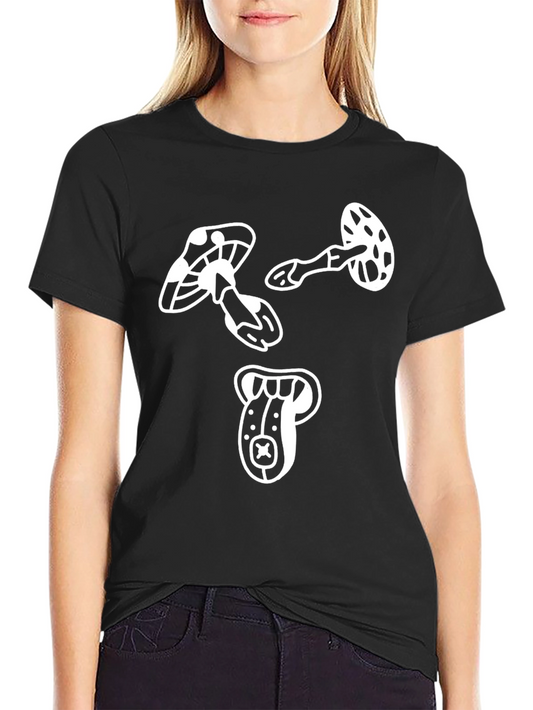 Mushroom Graphic Tee - Modern Black T-Shirt