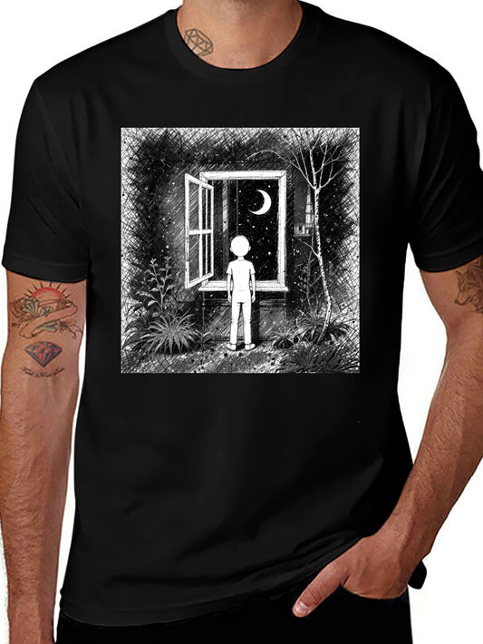 Night Window Graphic Tee - Black Unisex