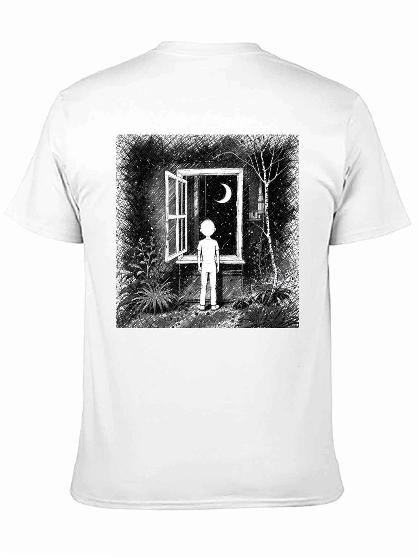 Night Window Graphic Tee - Black Unisex