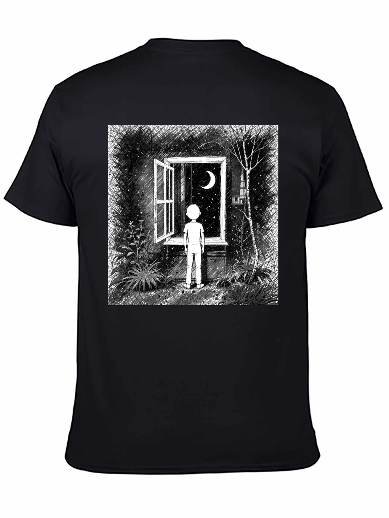 Night Window Graphic Tee - Black Unisex
