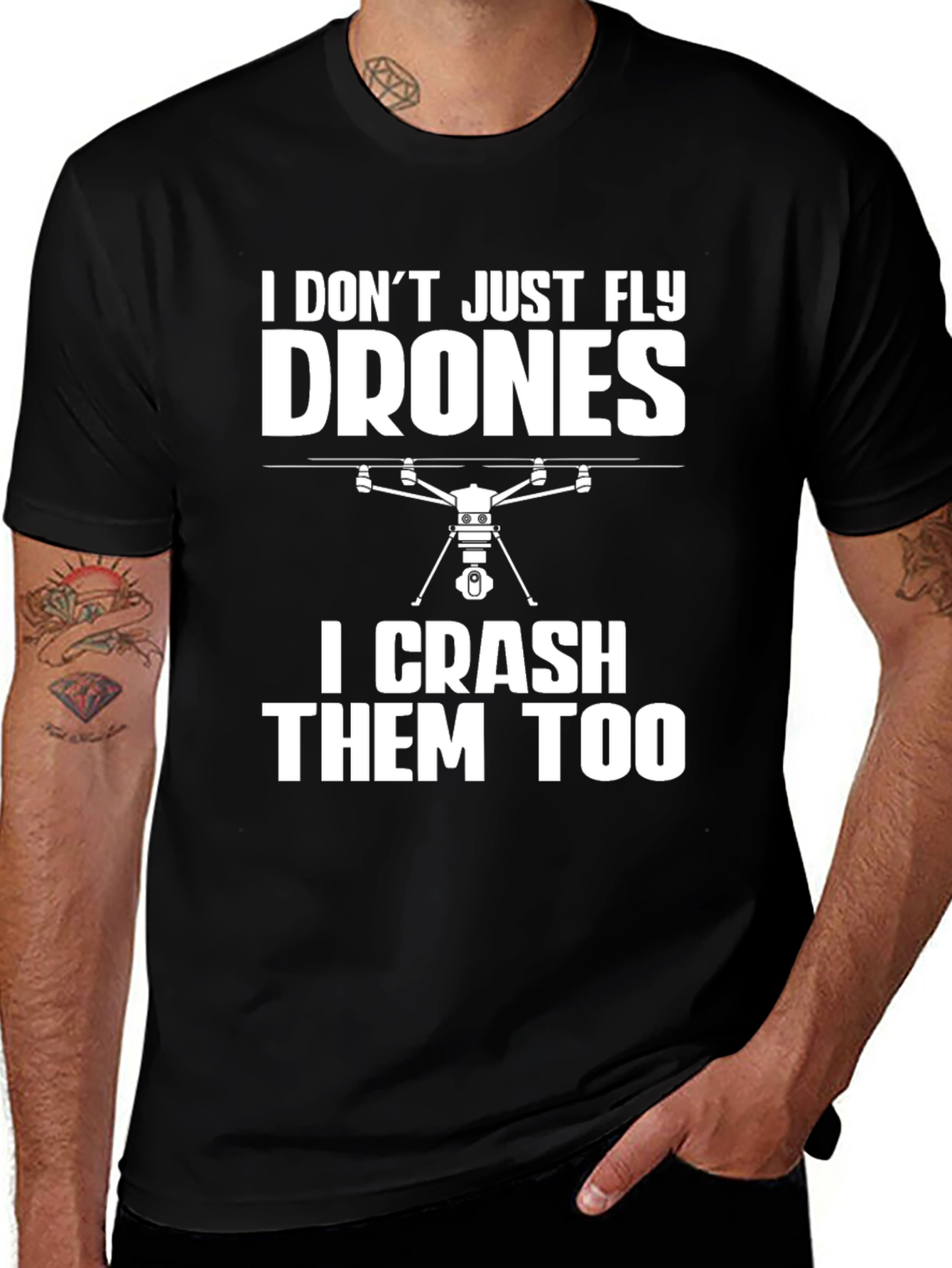 Funny Drone Enthusiast T-Shirt - I Crash Them Too