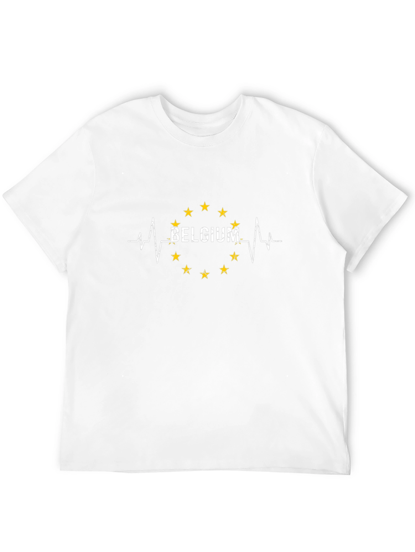 Belgium Flag Heartbeat T-Shirt - Black
