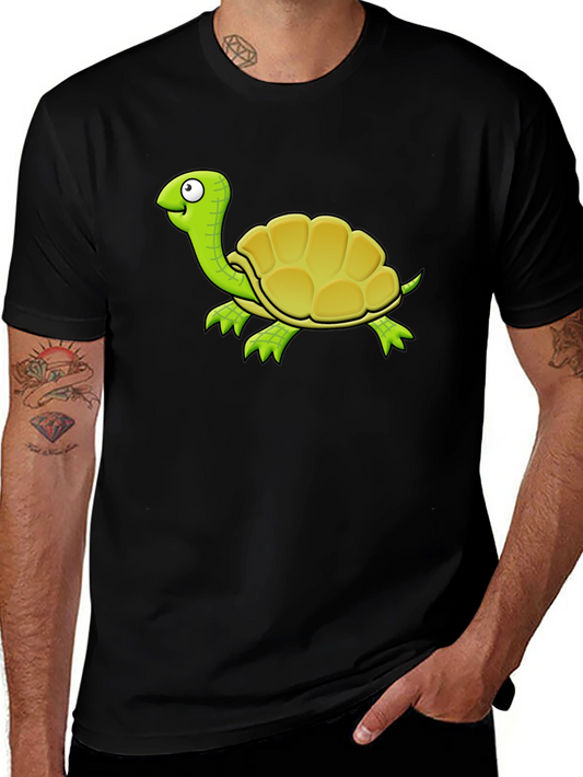 Cartoon Turtle Graphic T-Shirt - Black