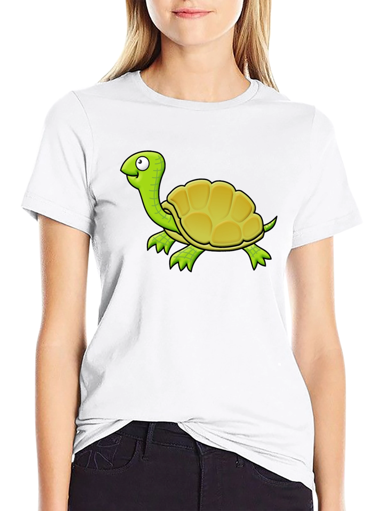 Cartoon Turtle Graphic T-Shirt - Black