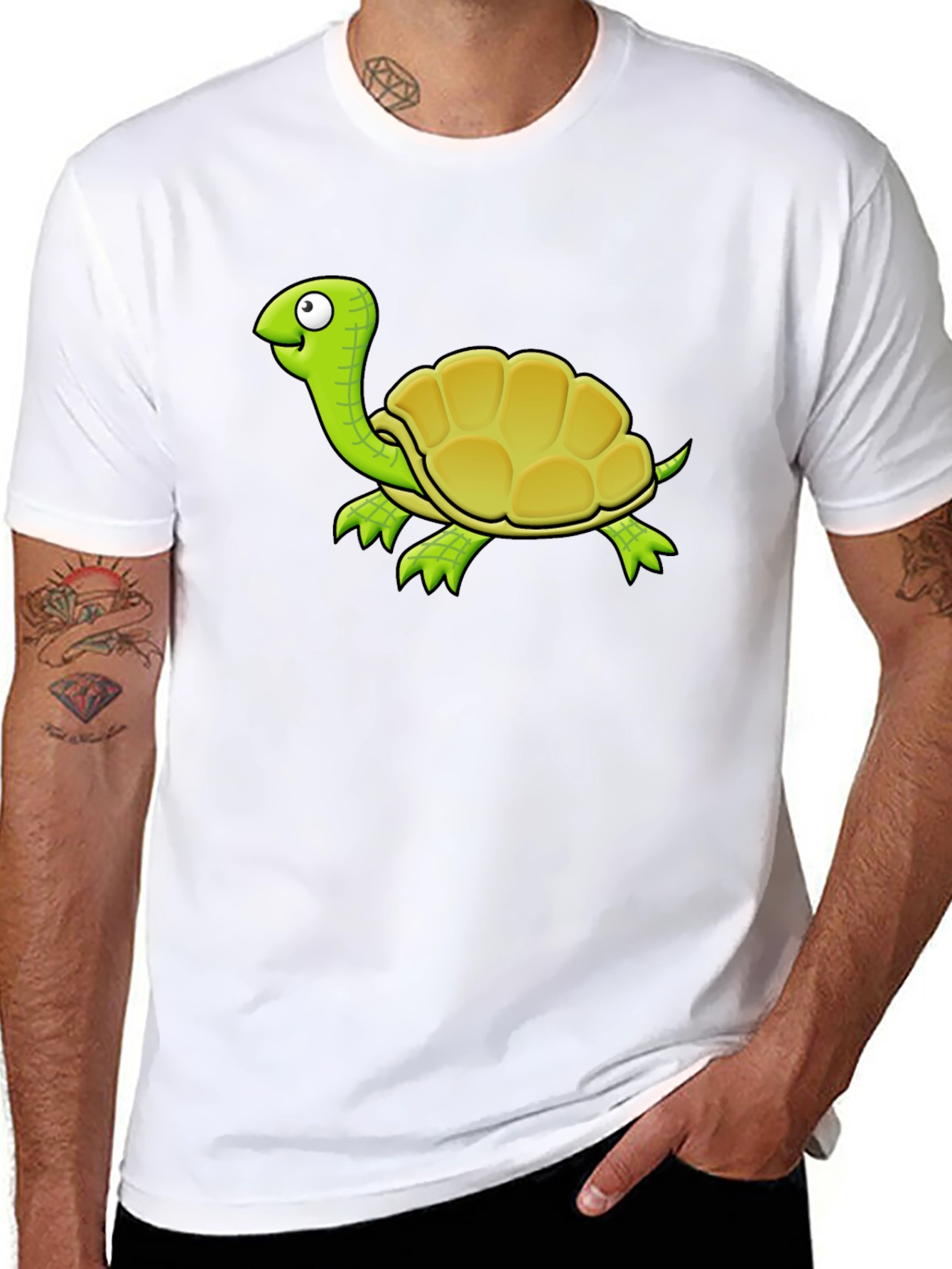 Cartoon Turtle Graphic T-Shirt - Black