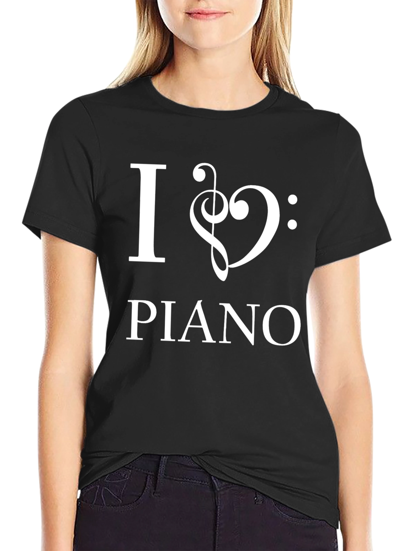 I Love Piano - Mens Black Graphic T-Shirt