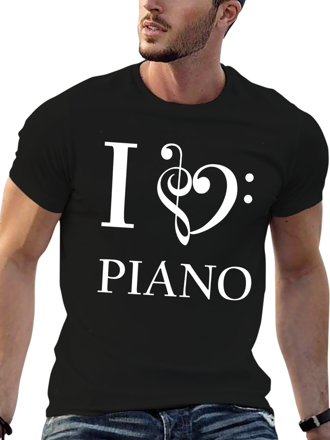 I Love Piano - Mens Black Graphic T-Shirt