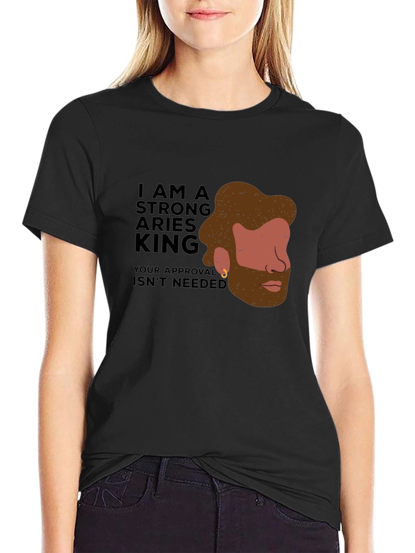 Strong Aries King Black Graphic Tee