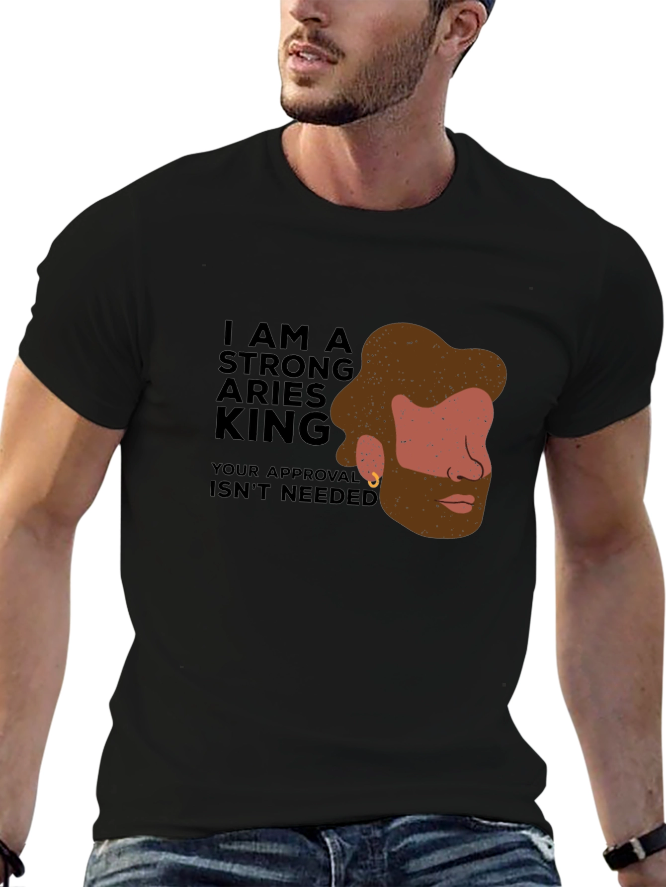 Strong Aries King Black Graphic Tee