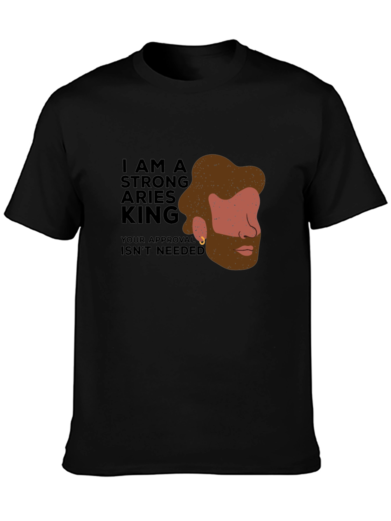 Strong Aries King Black Graphic Tee