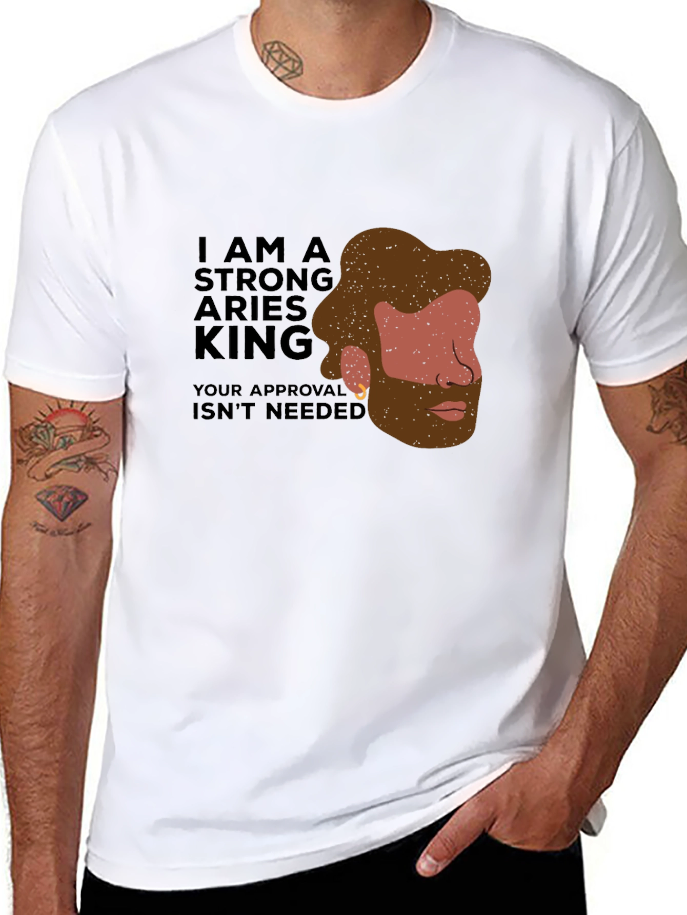 Strong Aries King Black Graphic Tee
