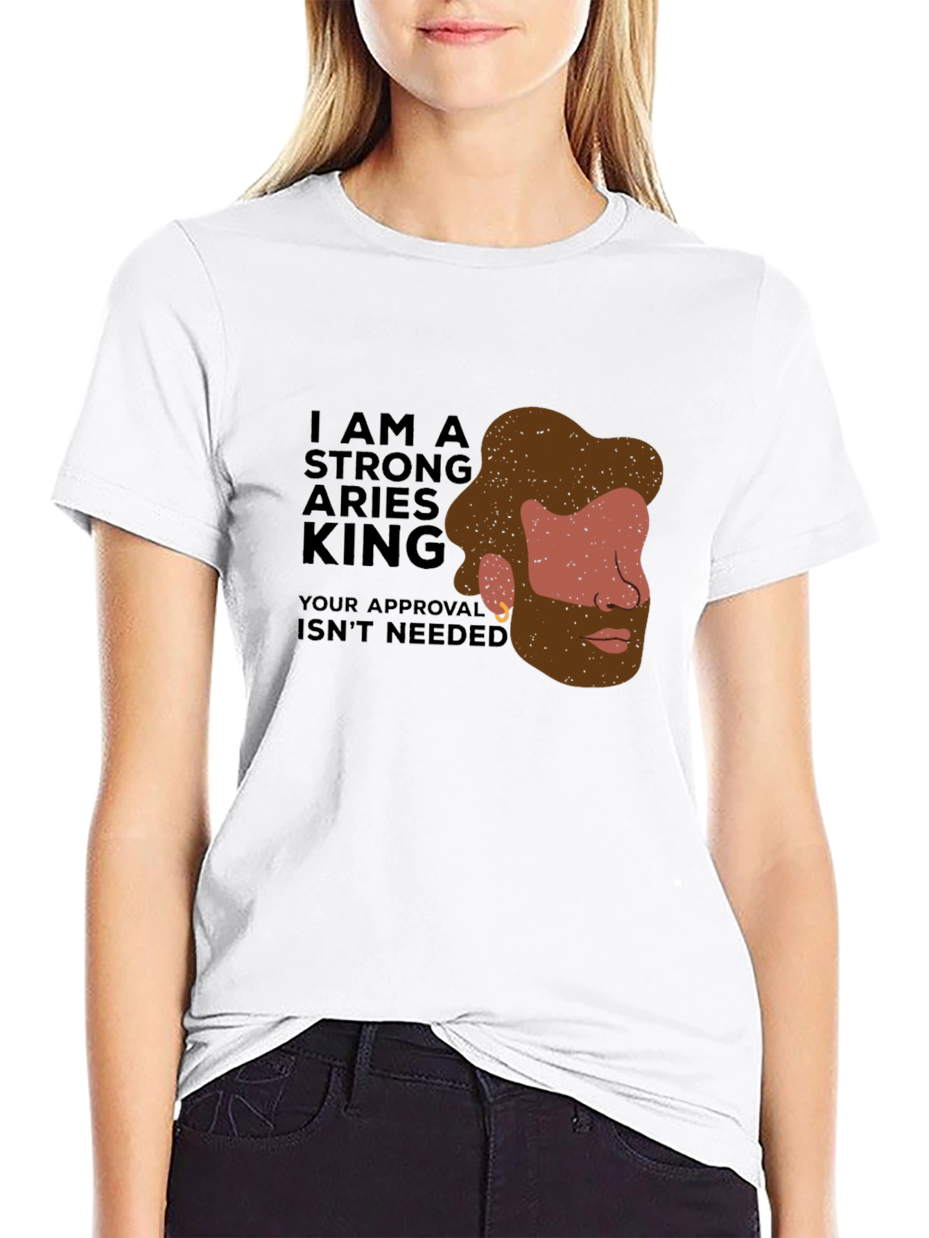 Strong Aries King Black Graphic Tee