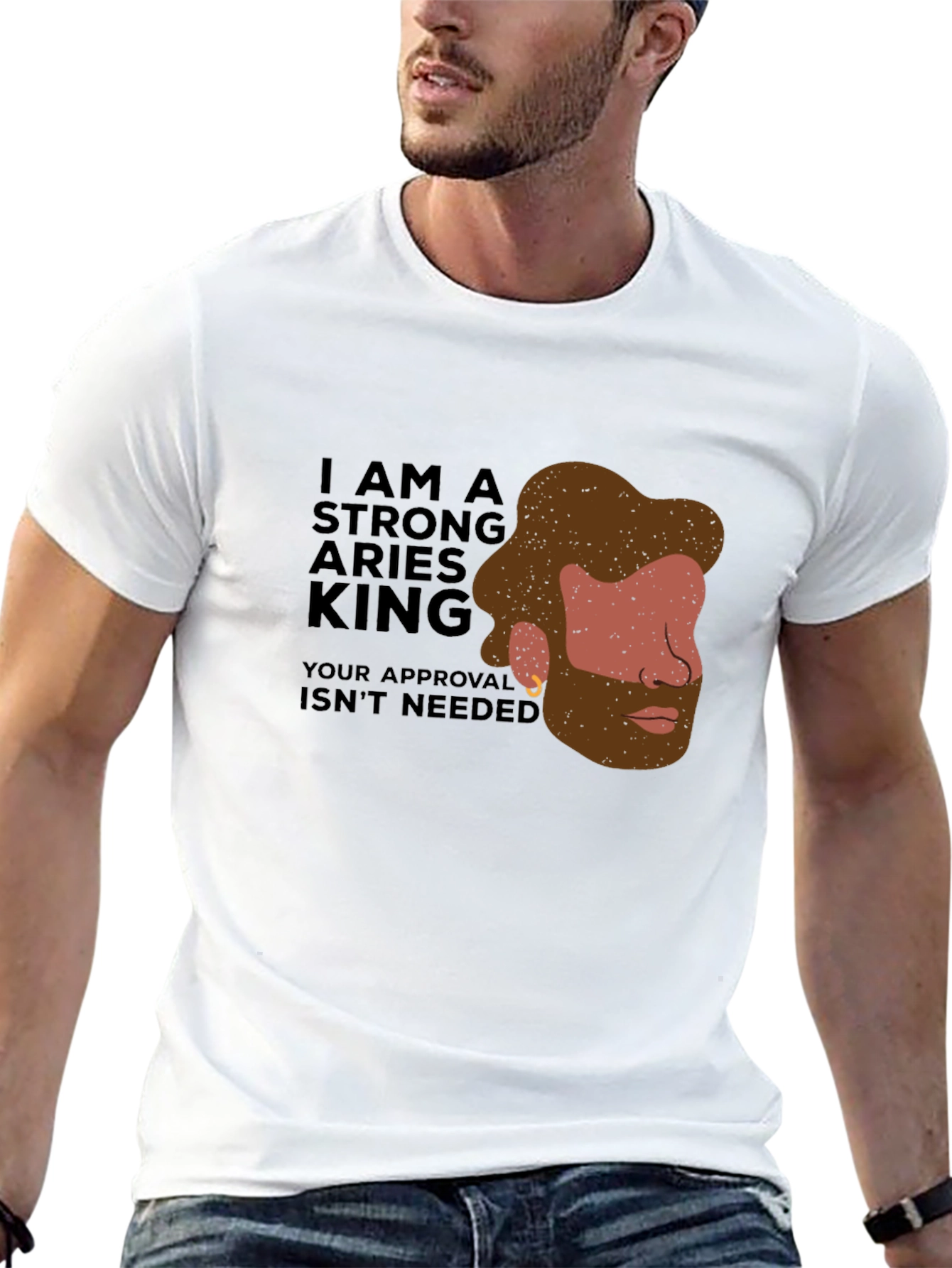 Strong Aries King Black Graphic Tee