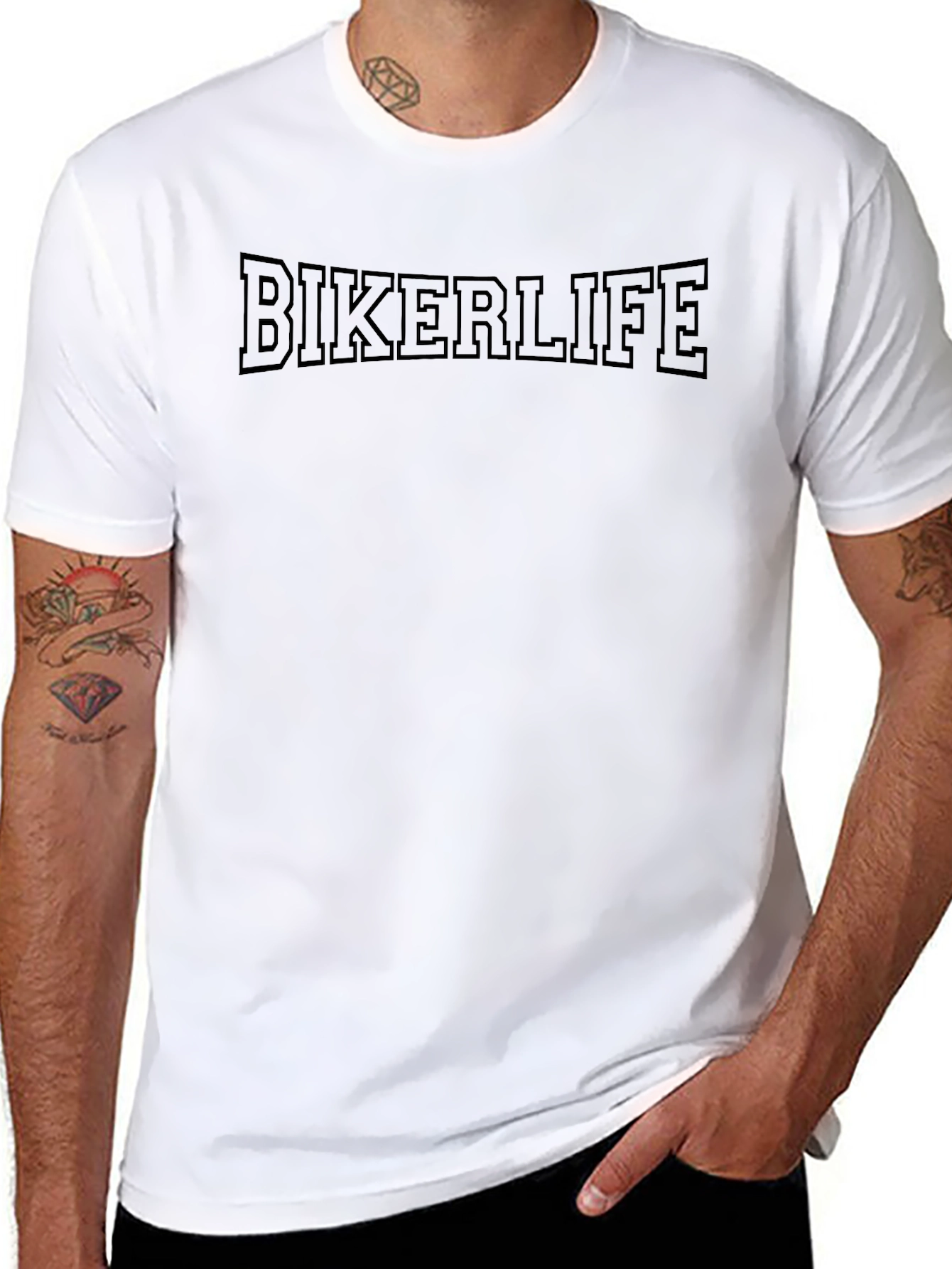 Biker Life Graphic Print Crew Neck T-Shirt