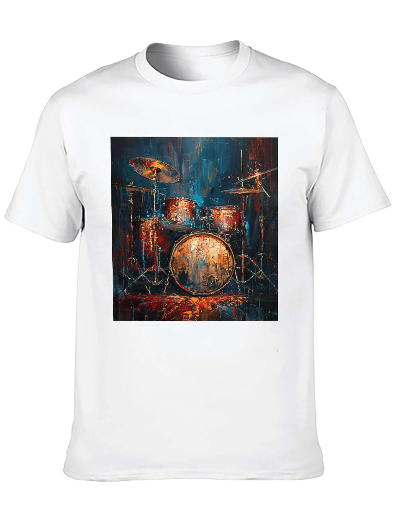 Drum Set Graphic Tee - Musician Style Black T-Shirt