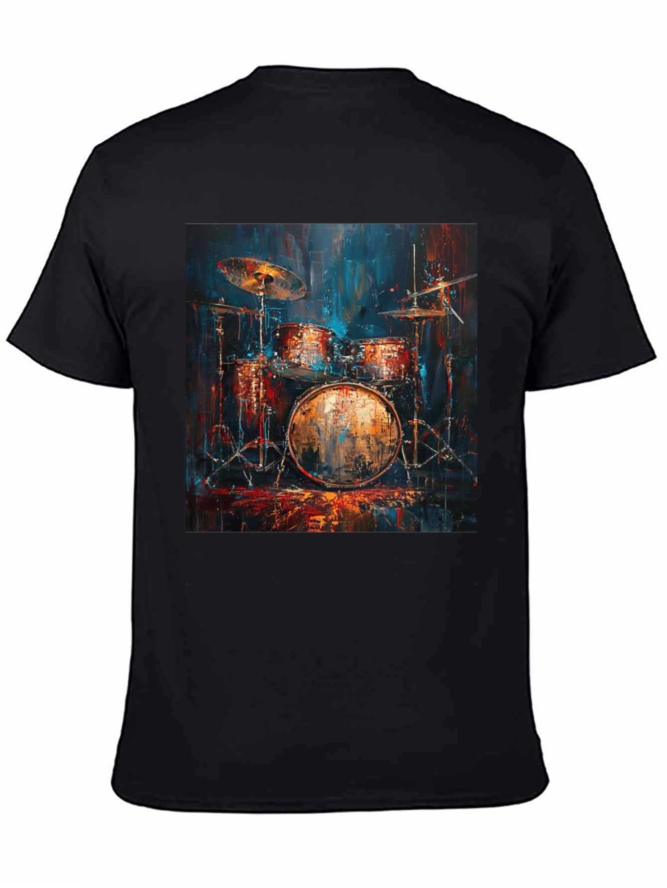 Drum Set Graphic Tee - Musician Style Black T-Shirt