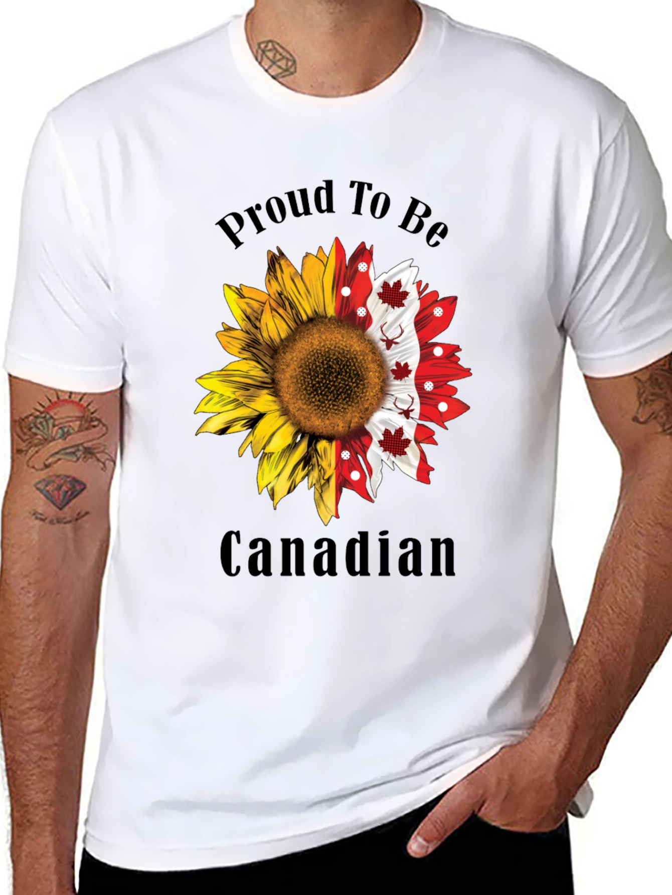 Proud Canadian Sunflower Graphic Tee