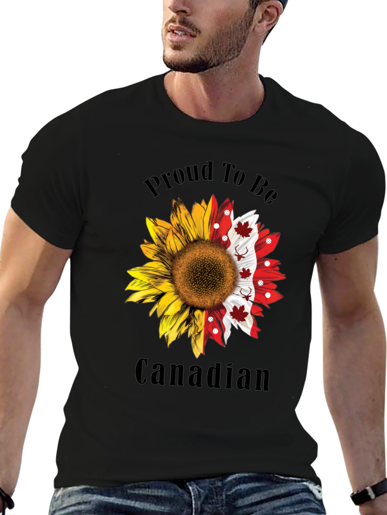 Proud Canadian Sunflower Graphic Tee