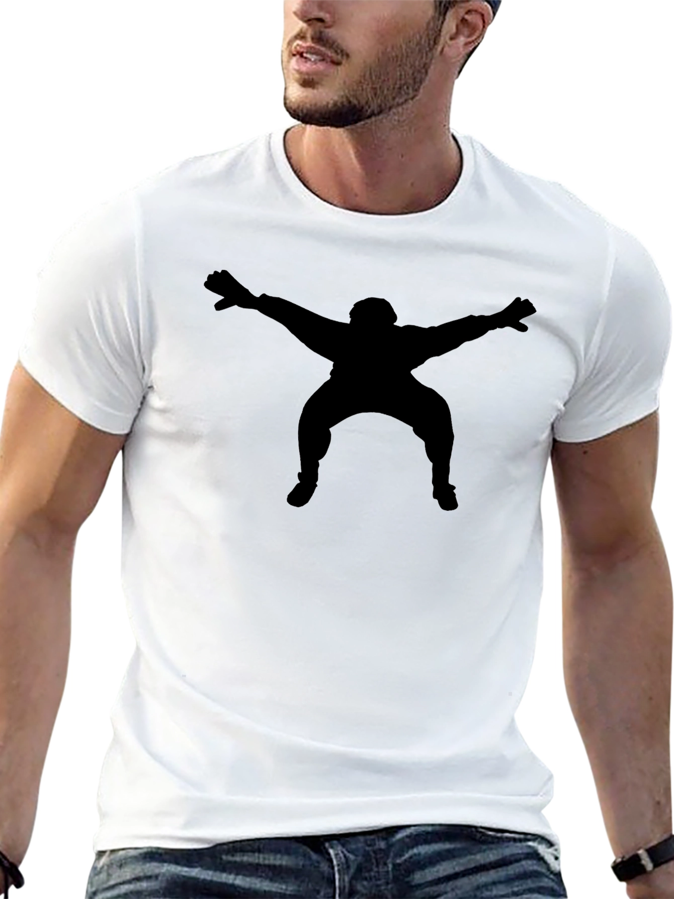 Mens Black T-Shirt with Silhouette Design