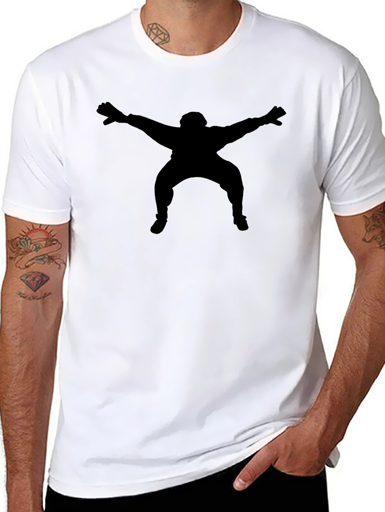 Mens Black T-Shirt with Silhouette Design