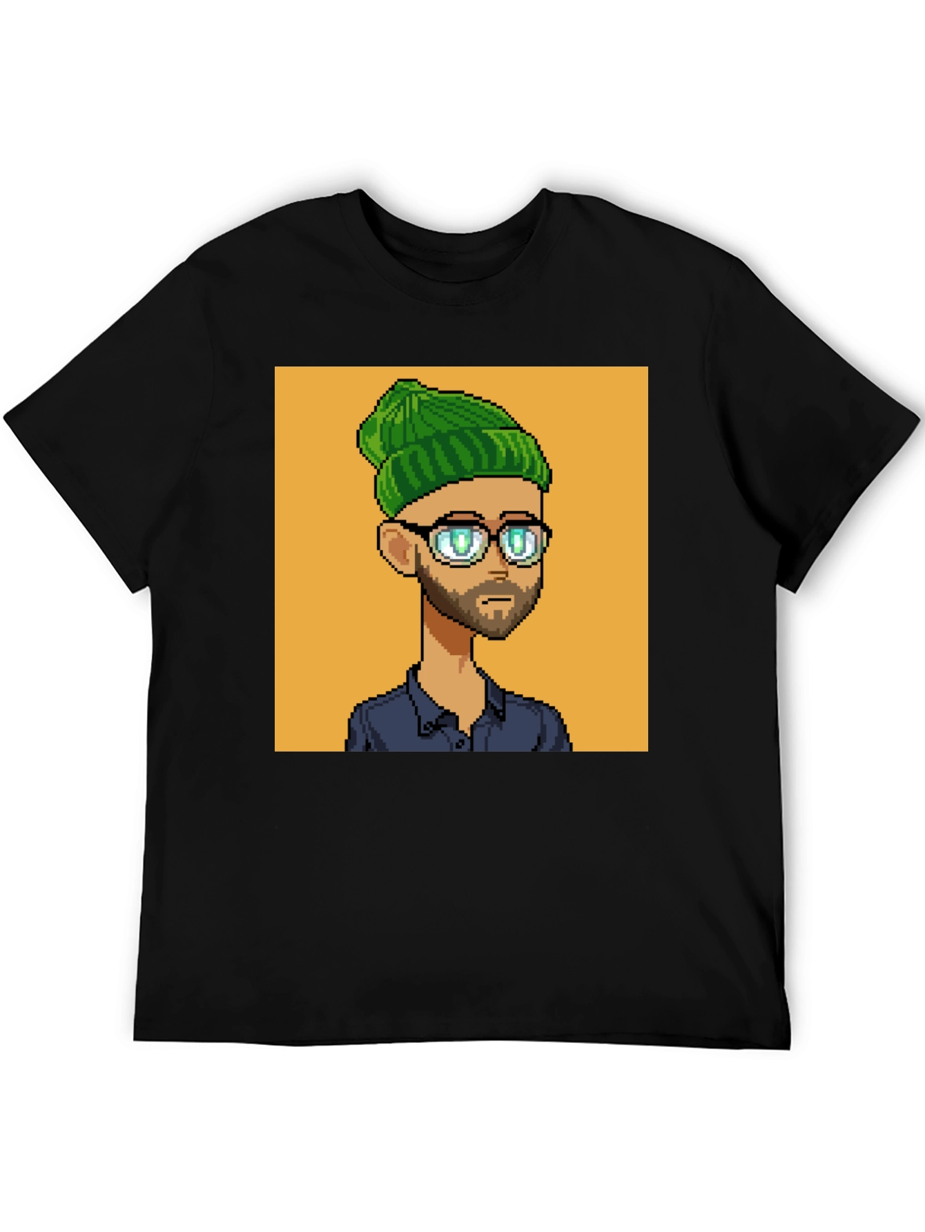 Pixel Art Portrait Black T-Shirt