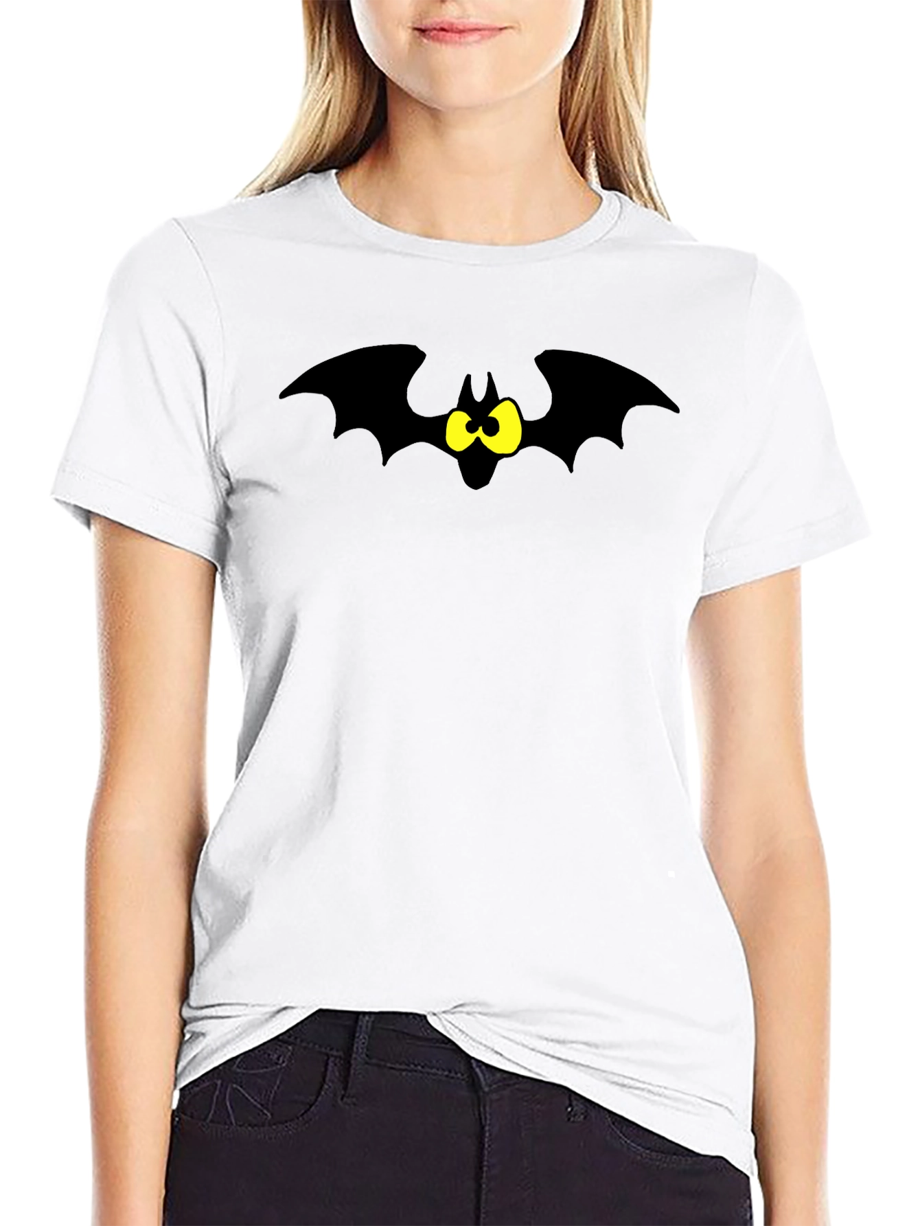 Cartoon Bat Graphic Tee - Black T-Shirt