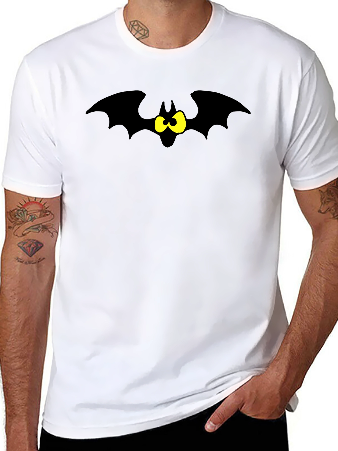 Cartoon Bat Graphic Tee - Black T-Shirt