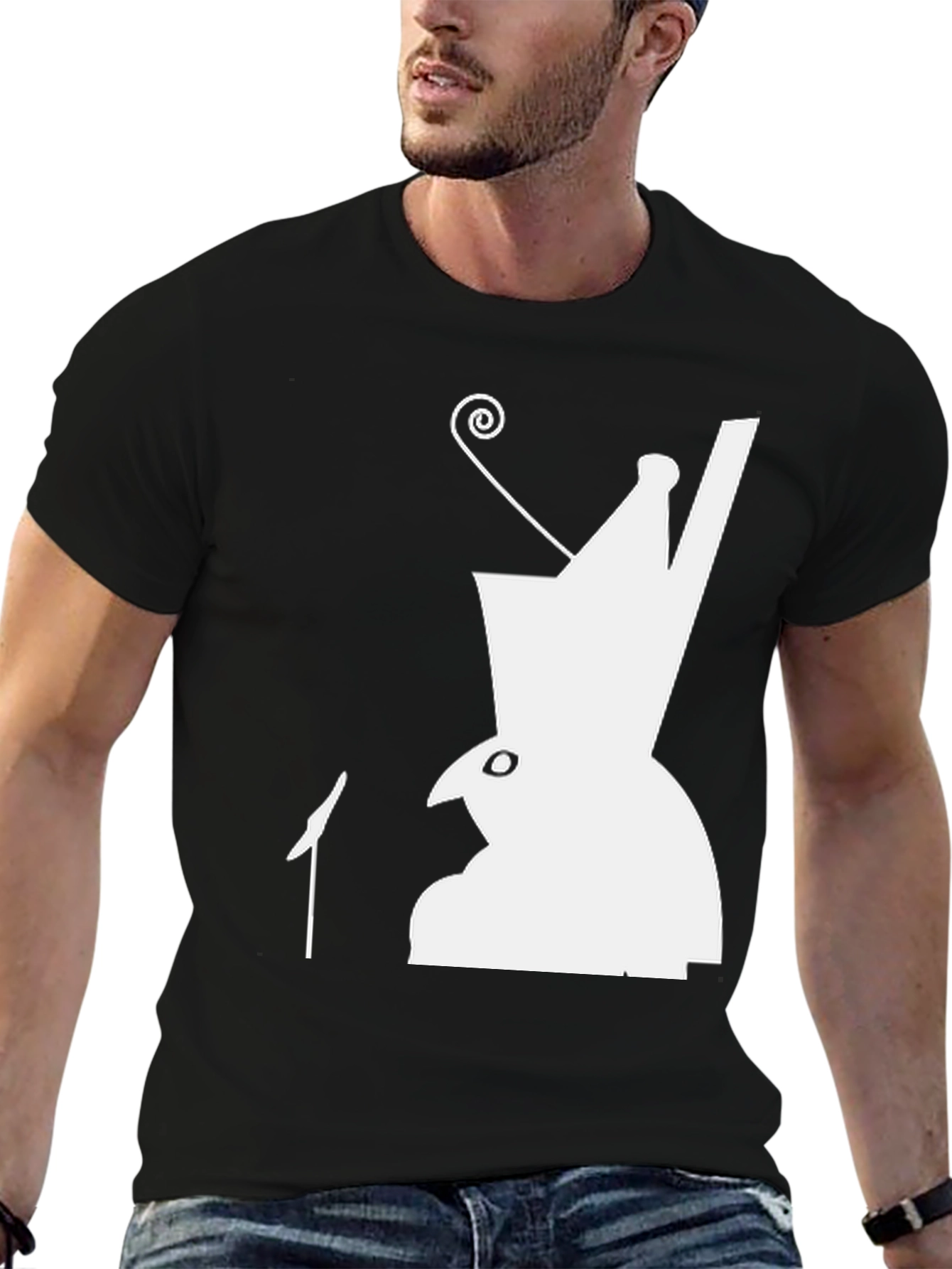 Abstract Character Graphic Print Black T-Shirt