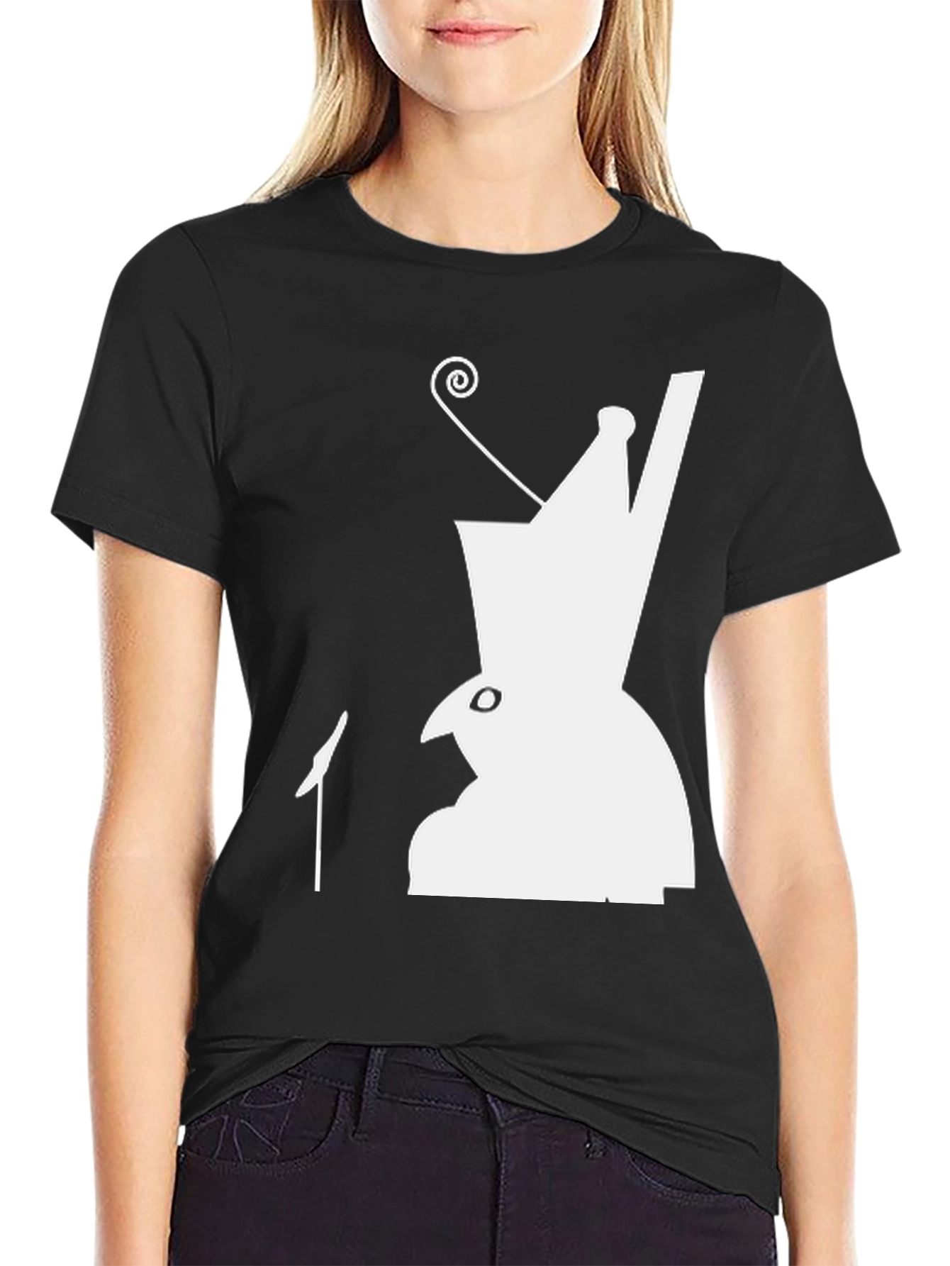 Abstract Character Graphic Print Black T-Shirt